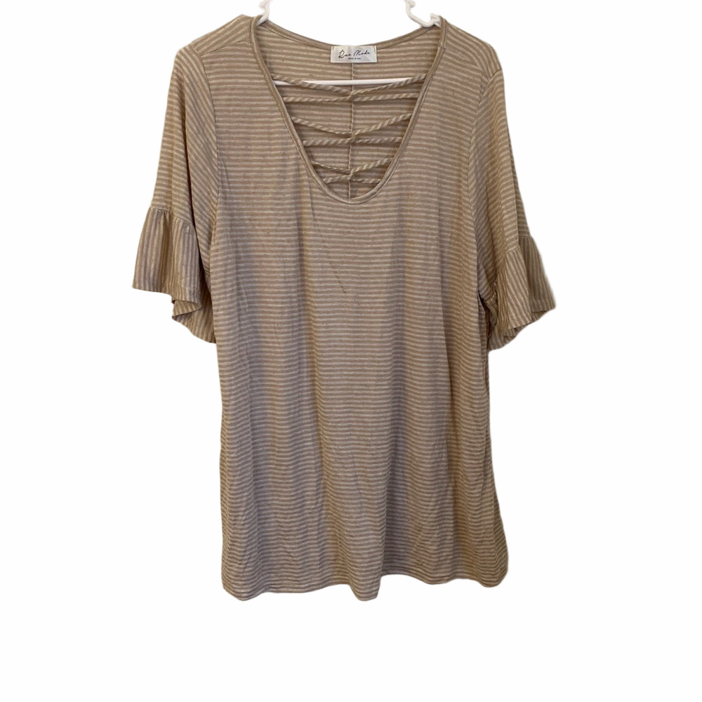 Rae Mode Beige Criss Criss Blouse Size 3X